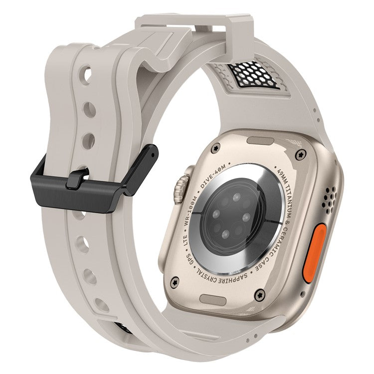 KALEBOL For Apple Watch 10 46mm / Ultra 2 / Ultra 49mm / 9 8 7 45mm / SE (2023) SE (2022) SE 6 5 4 44mm / 3 2 1 42mm Honeycomb Watch Band - Starlight+Black