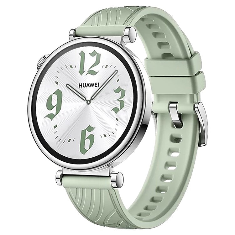 KALEBOL For Huawei Watch GT 4 41mm / Garmin Venu 3S / Asus Zenwatch 3 WI503Q Silicone Watch Band 18mm - Light Green / Silver