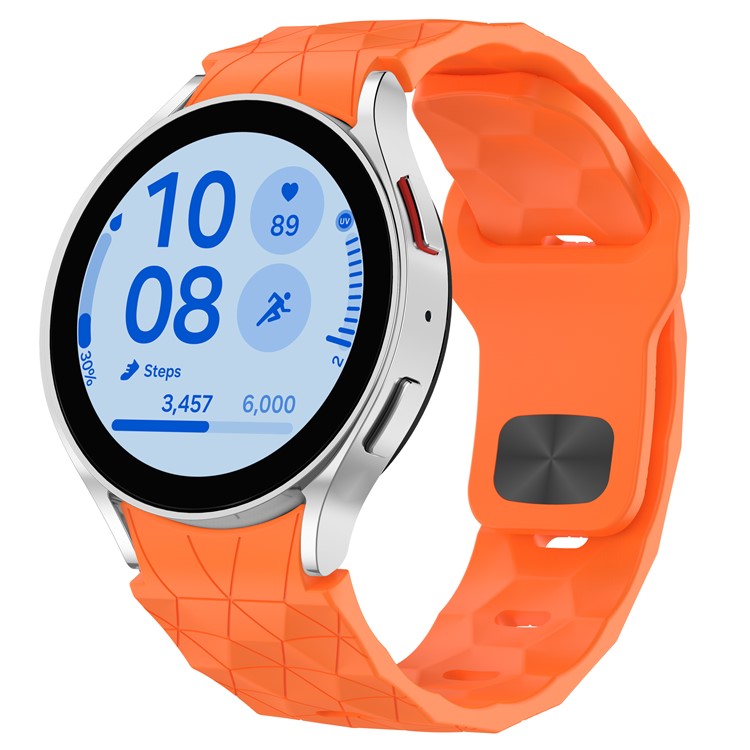 For Samsung Galaxy Watch FE 40mm / Watch6 / Watch6 Classic / Watch 5 / Watch 5 Pro Silicone Watch Band Football Pattern - Orange