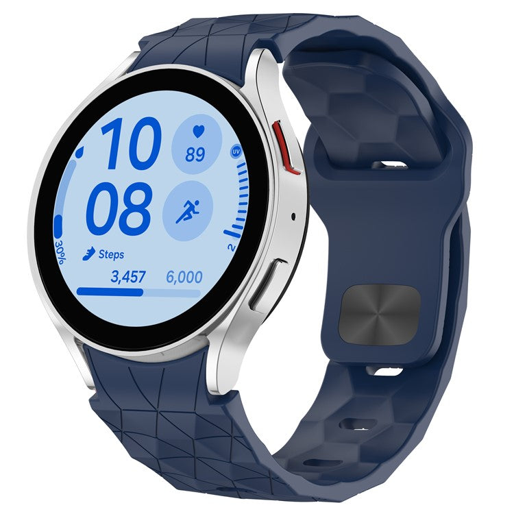 For Samsung Galaxy Watch FE 40mm / Watch6 / Watch6 Classic / Watch 5 / Watch 5 Pro Silicone Watch Band Football Pattern - Midnight Blue