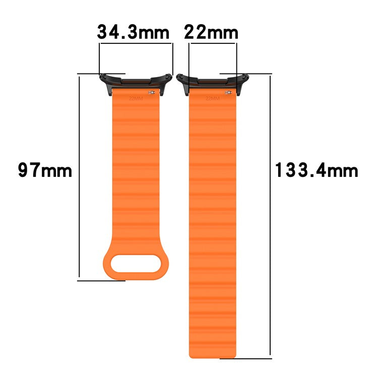 For Samsung Galaxy Watch Ultra 47mm Magnetic Silicone Watch Band Replacement Strap - Brown+Apricot