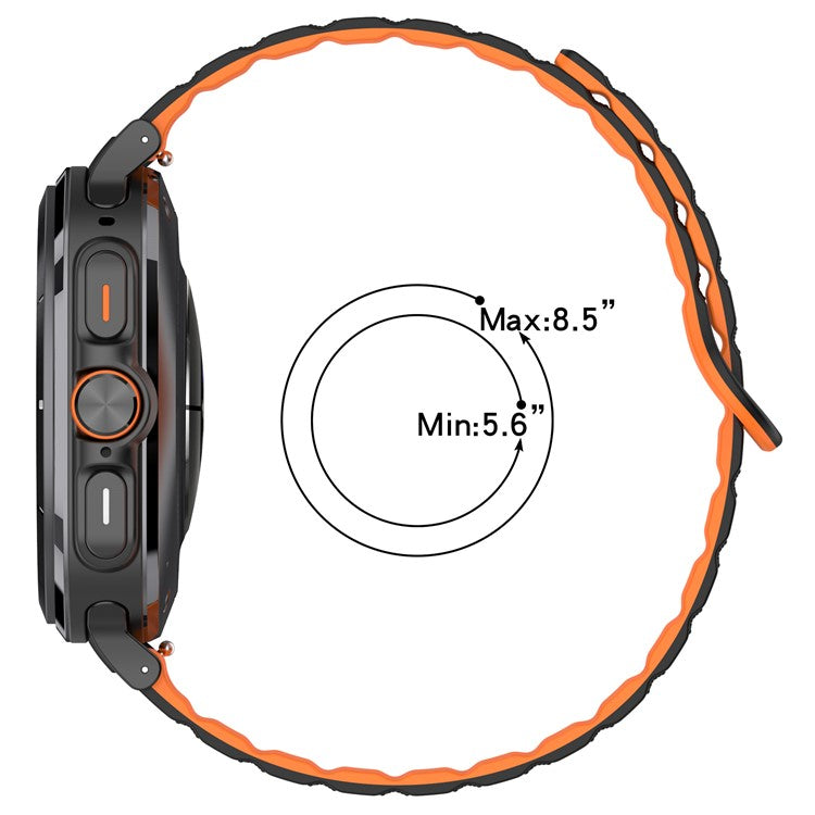 For Samsung Galaxy Watch Ultra 47mm Magnetic Silicone Watch Band Replacement Strap - Brown+Apricot