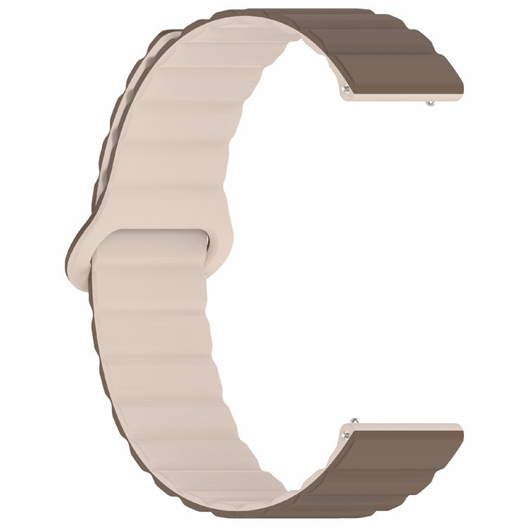 For Garmin vivoactive 5 Magnetic Silicone Watch Band 20mm Adjustable Replacement Strap - Brown+Apricot