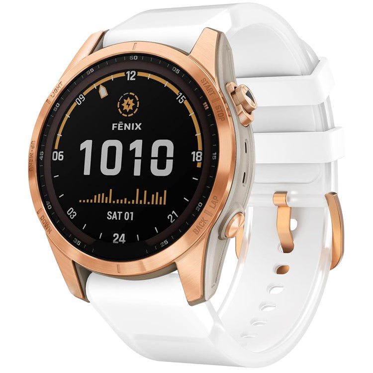 For Garmin Fenix 7S QuickFit 20mm Transparent Design Watch Strap Adjustable Silicone Band - White