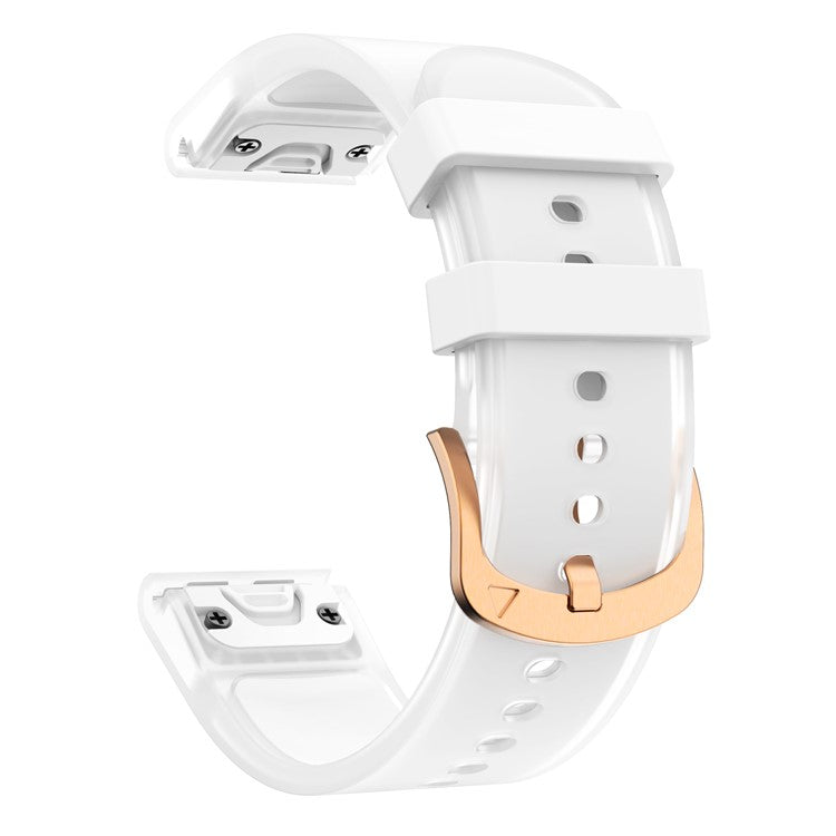 For Garmin Fenix 7S QuickFit 20mm Transparent Design Watch Strap Adjustable Silicone Band - White
