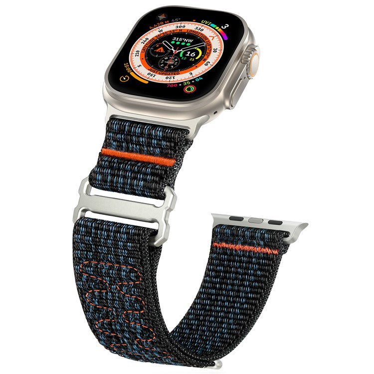 For Apple Watch 10 46mm / Ultra 2 / Ultra 49mm / 9 8 7 45mm / SE (2023) SE (2022) SE 6 5 4 44mm / 3 2 1 42mm Adjustable Nylon Watch Band - Starlight+Pink