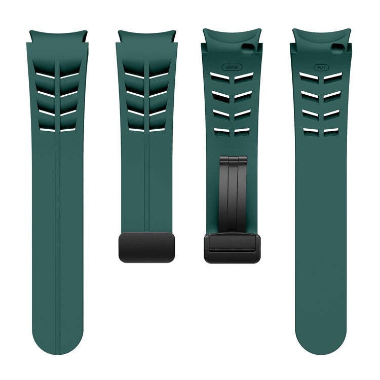 For Samsung Galaxy Watch FE / 7 / 6 / 5 / 4 Watch Band Stylish Silicone Strap with Magnetic Folding Buckle - Dark Green