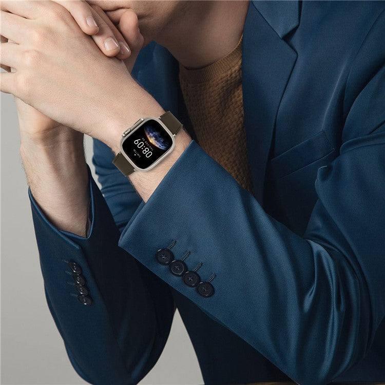 For Apple Watch 10 46mm / Ultra 2 / Ultra 49mm / 9 8 7 45mm / SE (2023) SE (2022) SE 6 5 4 44mm / 3 2 1 42mm Genuine Leather Watch Band - Dark Coffee