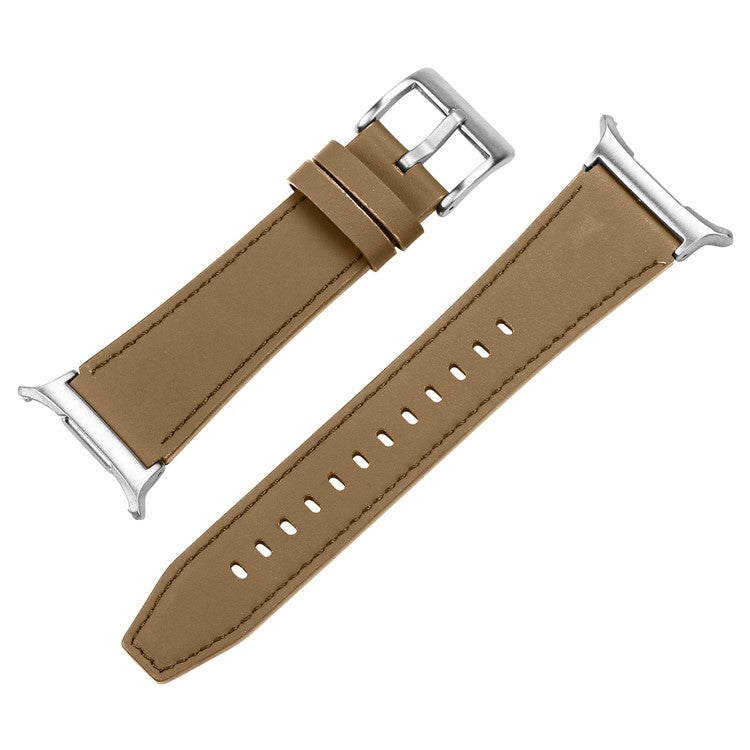 For Galaxy Watch Ultra 47mm Genuine Leather Watch Band Adjustable Wrist Strap - Light Brown