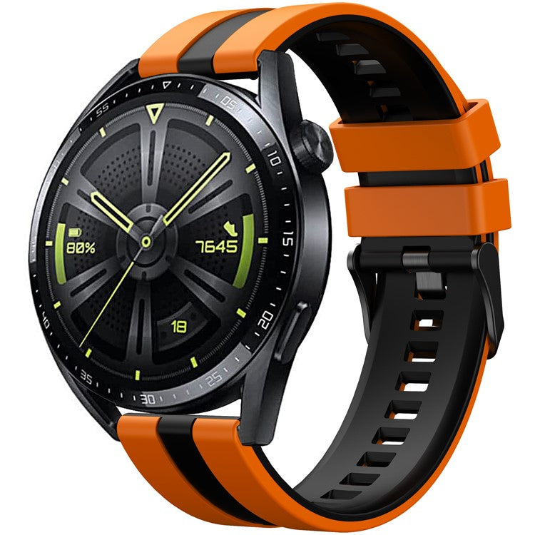 For Huawei Watch 4 / 4 Pro / GT 4 46mm Replacement Strap 22mm Universal Silicone Watch Band - Orange+Black