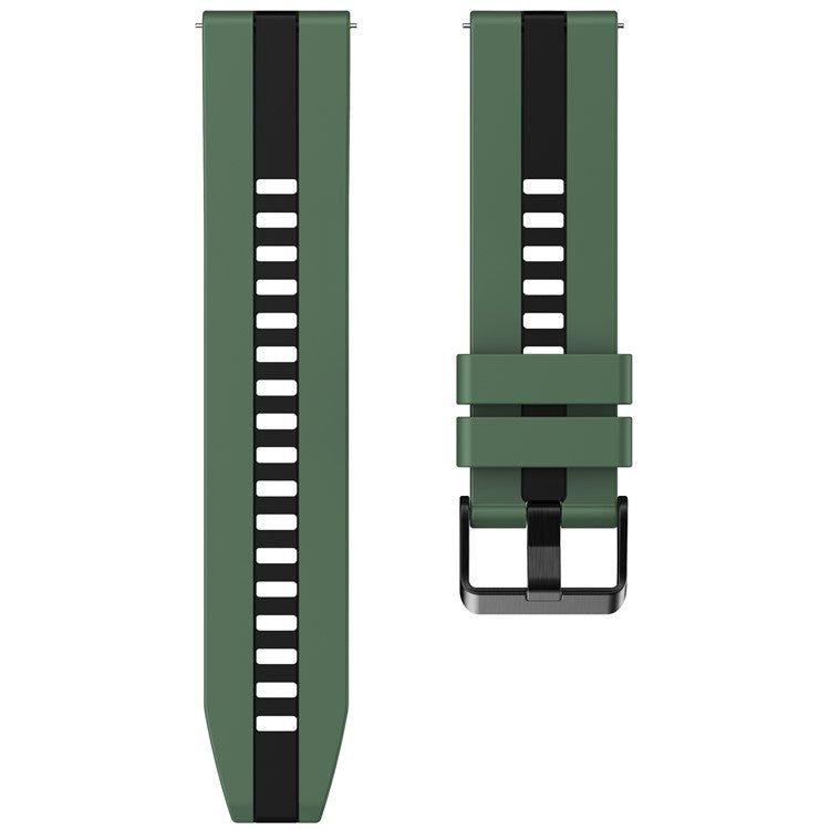 For Huawei Watch 4 / 4 Pro / GT 4 46mm Replacement Strap 22mm Universal Silicone Watch Band - Olive Green+Black