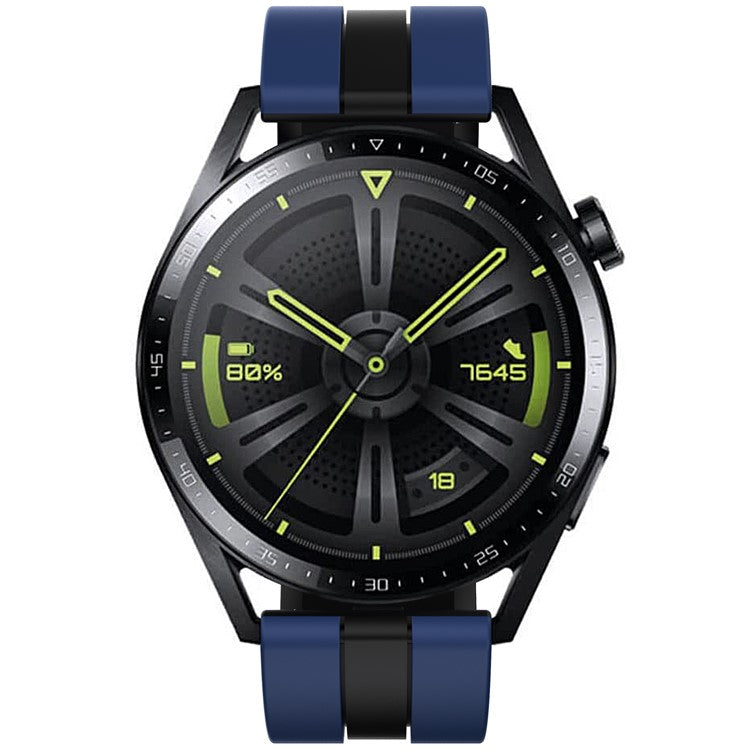 For Huawei Watch 4 / 4 Pro / GT 4 46mm Replacement Strap 22mm Universal Silicone Watch Band - Dark Blue+Black