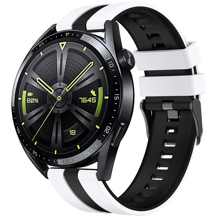 For Huawei Watch GT 3 42mm / GT 3 Pro 43mm Universal 20mm Smartwatch Strap Silicone Wrist Band - White+Black