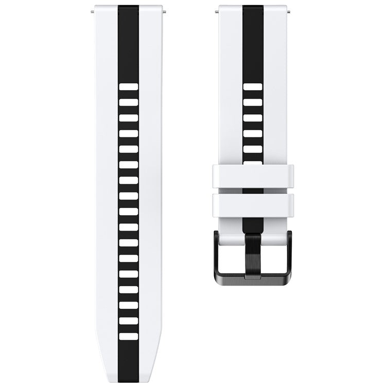 For Huawei Watch GT 3 42mm / GT 3 Pro 43mm Universal 20mm Smartwatch Strap Silicone Wrist Band - White+Black