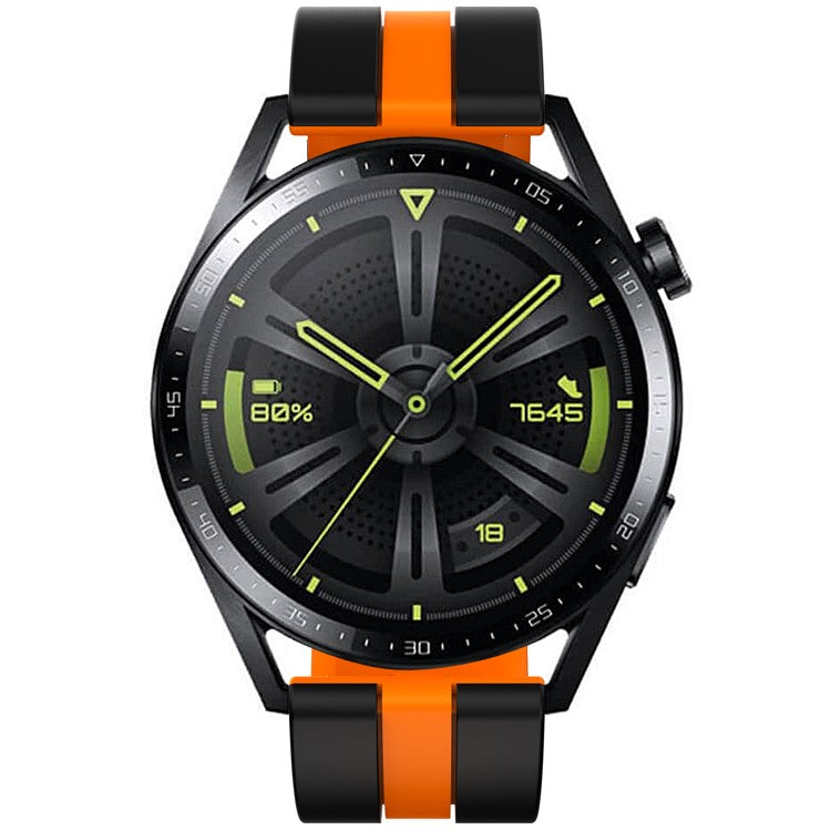 For Huawei Watch GT 3 42mm / GT 3 Pro 43mm Universal 20mm Smartwatch Strap Silicone Wrist Band - Black+Orange