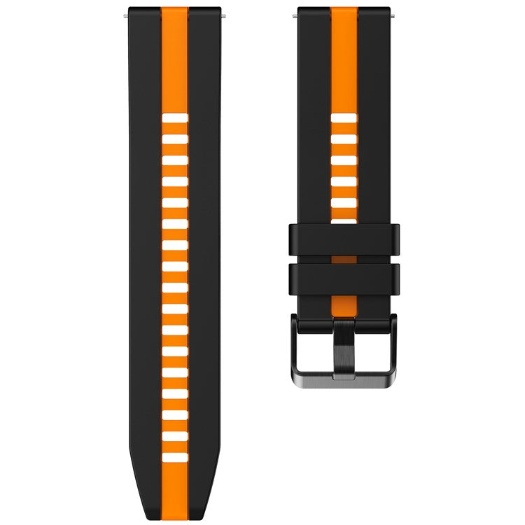 For Huawei Watch GT 3 42mm / GT 3 Pro 43mm Universal 20mm Smartwatch Strap Silicone Wrist Band - Black+Orange