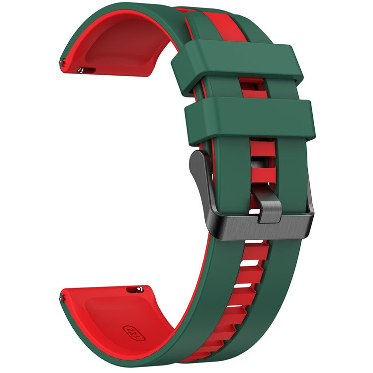 For Huawei Watch GT 3 42mm / GT 3 Pro 43mm Universal 20mm Smartwatch Strap Silicone Wrist Band - Blackish Green+Red