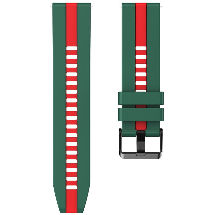 For Huawei Watch GT 3 42mm / GT 3 Pro 43mm Universal 20mm Smartwatch Strap Silicone Wrist Band - Blackish Green+Red