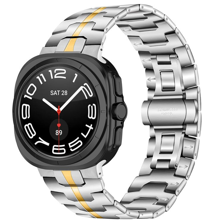 For Samsung Galaxy Watch Ultra 47mm Watch Bracelet Stainless Steel Watch Band - Silver / Gold