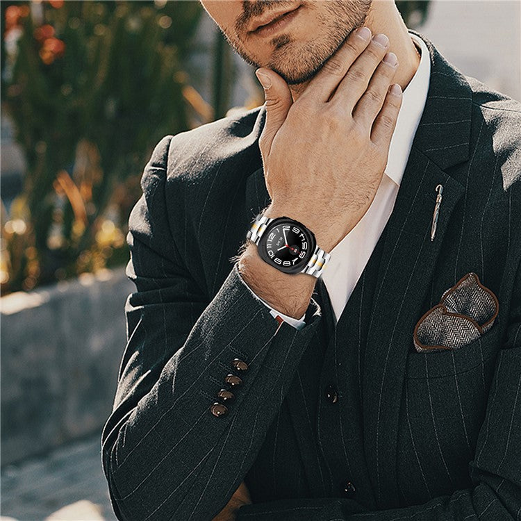 For Samsung Galaxy Watch Ultra 47mm Watch Bracelet Stainless Steel Watch Band - Silver / Gold