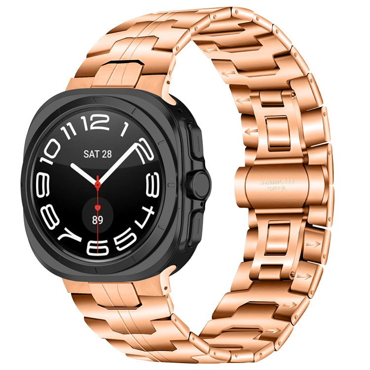 For Samsung Galaxy Watch Ultra 47mm Watch Bracelet Stainless Steel Watch Band - Rose Gold