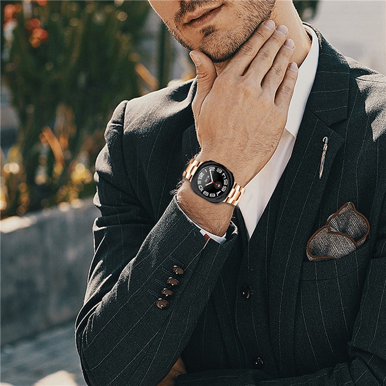 For Samsung Galaxy Watch Ultra 47mm Watch Bracelet Stainless Steel Watch Band - Rose Gold