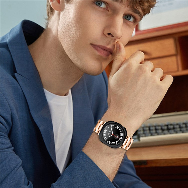 For Samsung Galaxy Watch Ultra 47mm Watch Bracelet Stainless Steel Watch Band - Rose Gold