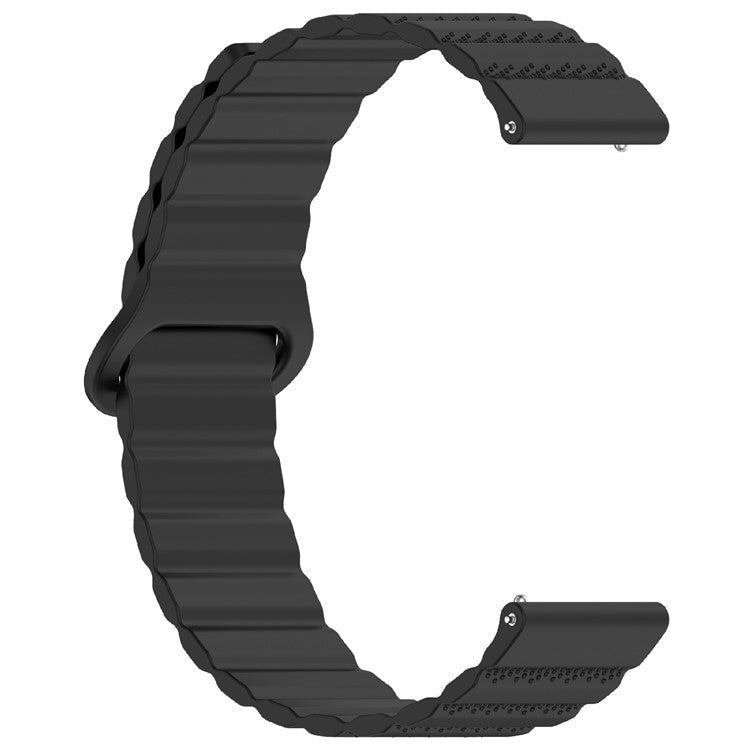 For Huawei Watch GT 3 42mm / GT 3 Pro 43mm Universal 20mm Watch Strap Dot Pattern Magnetic Silicone Band - Black