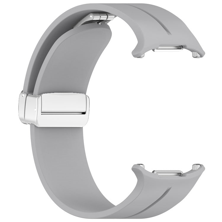 For Samsung Galaxy Watch Ultra 47mm Silicone Smartwatch Band Wrist Strap with Silver Magnetic Folding Buckle - Light Grey