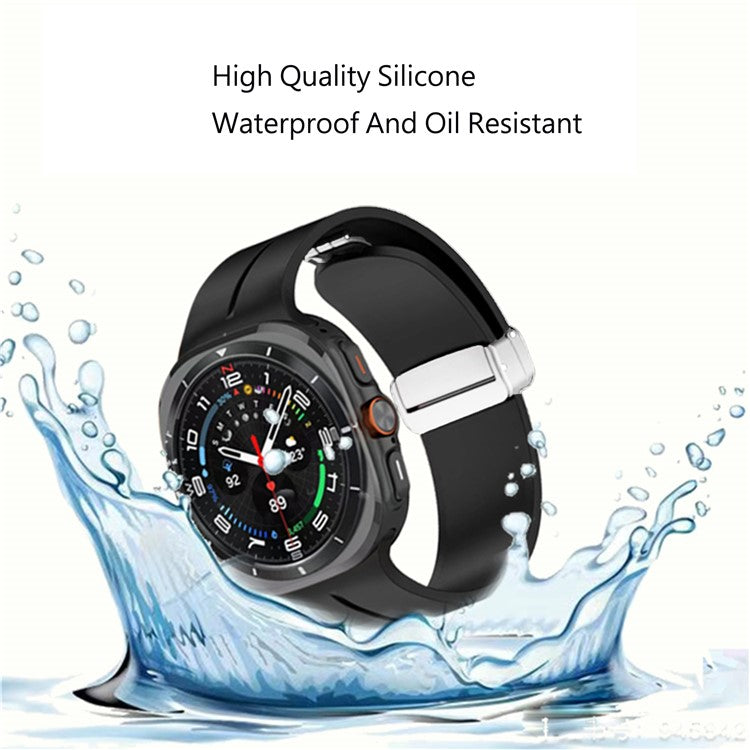 For Samsung Galaxy Watch Ultra 47mm Silicone Smartwatch Band Wrist Strap with Silver Magnetic Folding Buckle - Light Grey