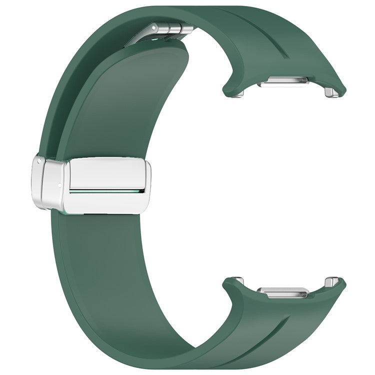 For Samsung Galaxy Watch Ultra 47mm Silicone Smartwatch Band Wrist Strap with Silver Magnetic Folding Buckle - Green