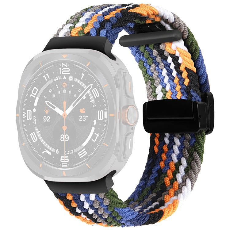 For Samsung Galaxy Watch Ultra 47mm Braided Wrist Band Magnetic Folding Buckle Watch Strap - Denim Color