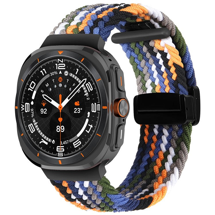 For Samsung Galaxy Watch Ultra 47mm Braided Wrist Band Magnetic Folding Buckle Watch Strap - Denim Color