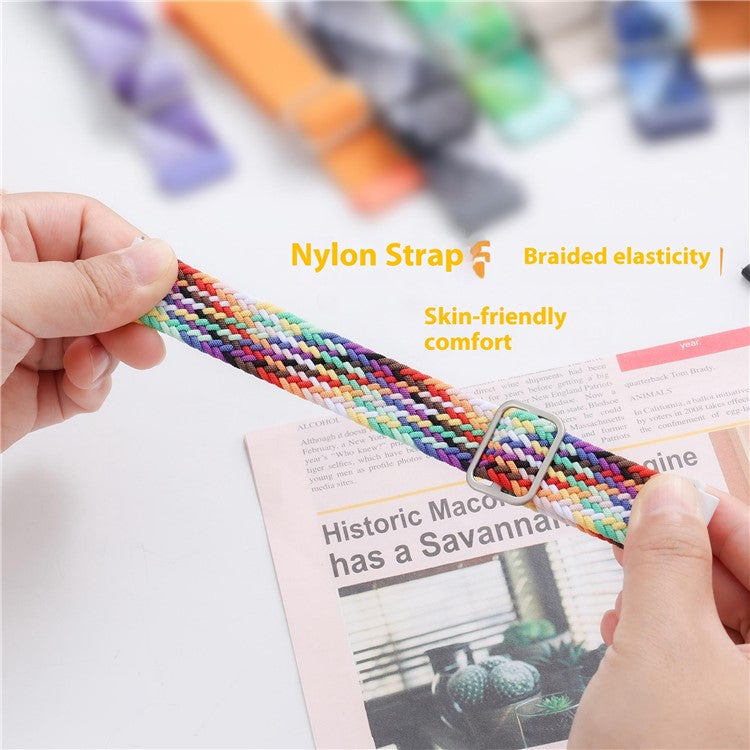 For Samsung Galaxy Watch Ultra 47mm Braided Watch Band Adjustable Nylon Replacement Strap - Starlight Pink / Rose Buckle