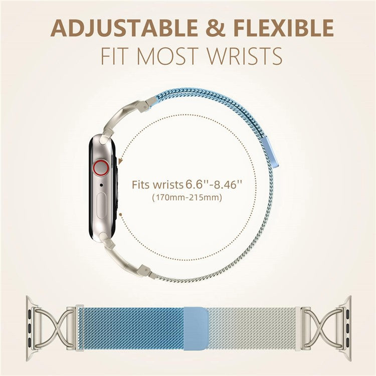 Size L Watch Band For Apple Watch Series 10 9 8 7 SE 6 5 4 3 2 1 42mm 41mm 40mm 38mm Metal Strap Wrist Band - Gradient Starlight