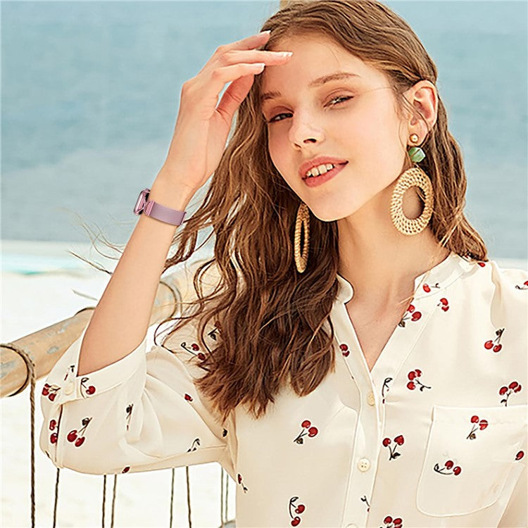 Size L Watch Band For Apple Watch Series 10 Ultra 9 8 7 SE 6 5 4 3 2 1 46mm 49mm 45mm 44mm 42mm Milanese Metal Band - Rose Pink