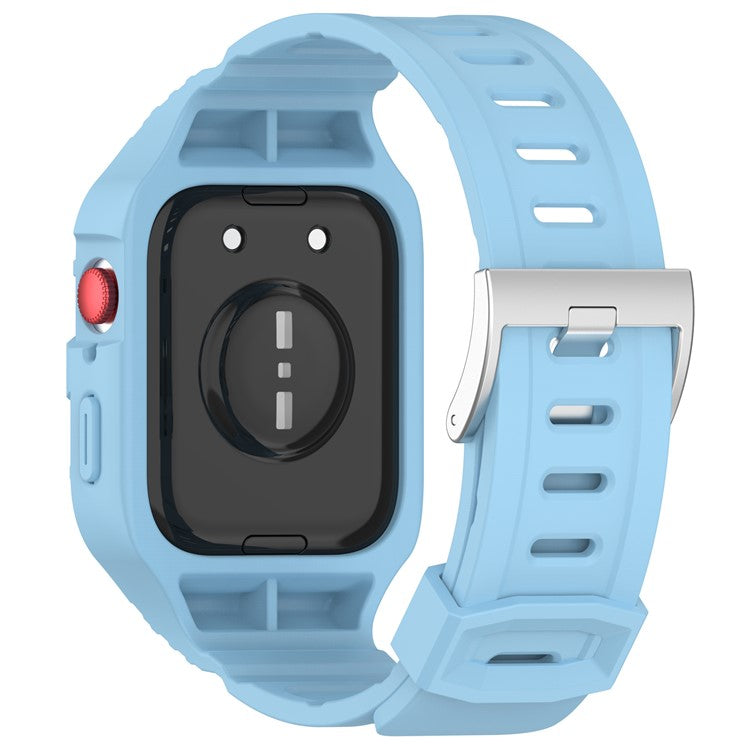 For Huawei Watch Fit 3 Silicone Band Wrist Strap with Watch Case - Blue