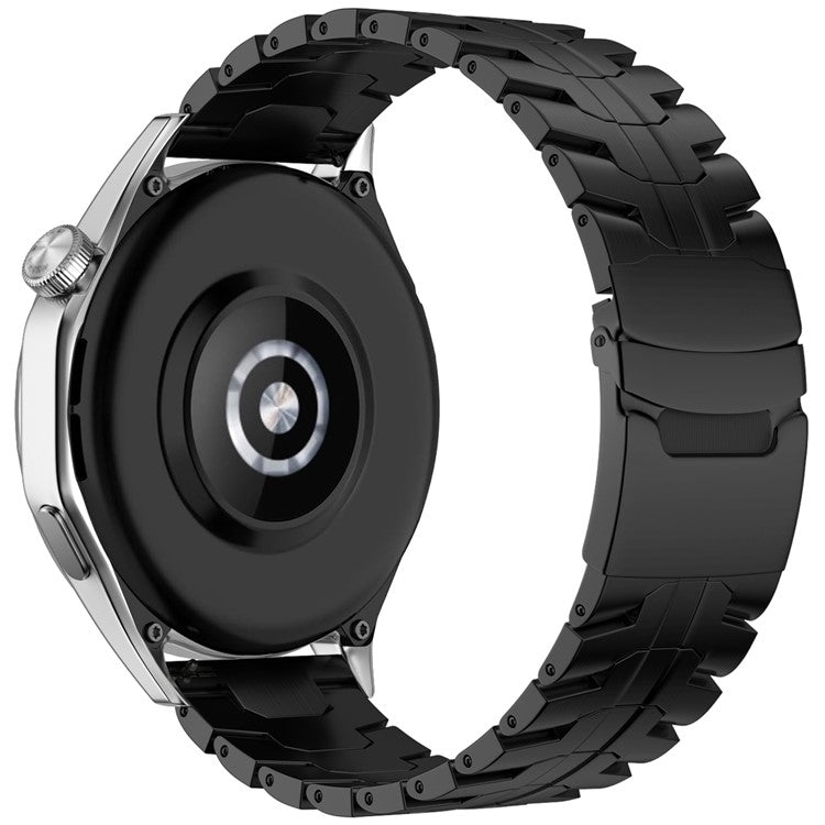 For Huawei Watch GT 4 46mm / Watch 4 / 4 Pro / GT / Samsung Galaxy Watch3 45mm Titanium Alloy Strap 22mm Safety Buckle Watch Band - Black