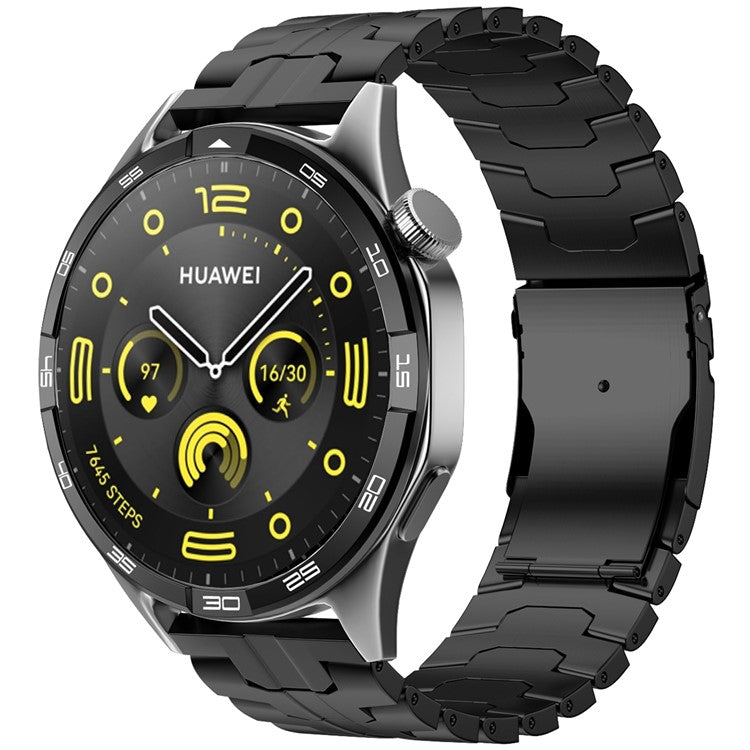 For Huawei Watch GT 4 46mm / Watch 4 / 4 Pro / GT / Samsung Galaxy Watch3 45mm Titanium Alloy Strap 22mm Safety Buckle Watch Band - Black