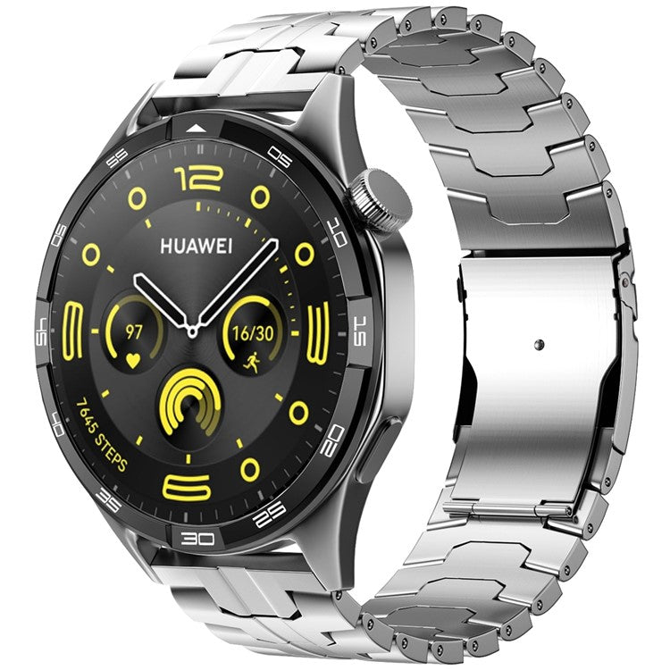 For Huawei Watch GT 4 46mm / Watch 4 / 4 Pro / GT / Samsung Galaxy Watch3 45mm Titanium Alloy Strap 22mm Safety Buckle Watch Band - Silver