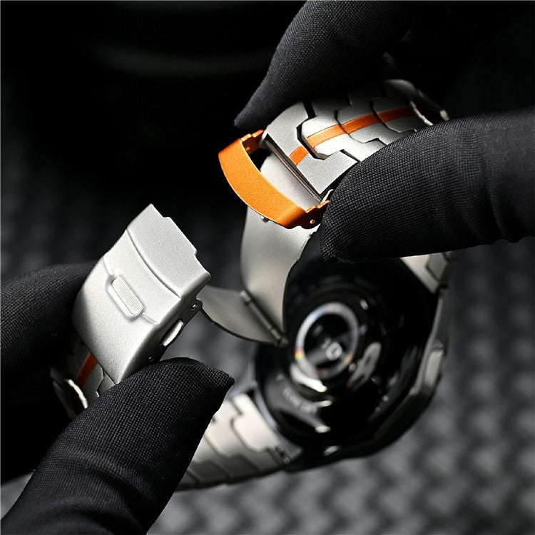 For Huawei Watch GT 4 46mm / Watch 4 / 4 Pro / GT / Samsung Galaxy Watch3 45mm Titanium Alloy Strap 22mm Safety Buckle Watch Band - Silver