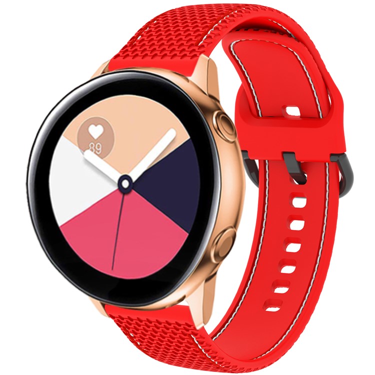 For Samsung Galaxy Watch3 45mm / Garmin Forerunner 265 / Venu 3 Stitching Line Silicone Watch Band 22mm Wrist Strap - Red