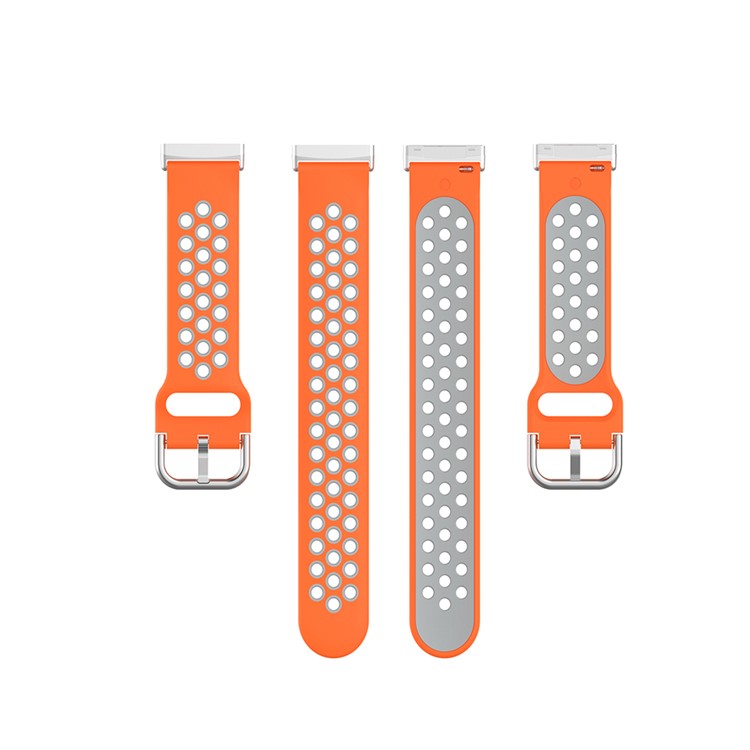 For Fitbit Versa 3/Sense Bi-color Silicone Smart Watch Strap - Orange/Grey