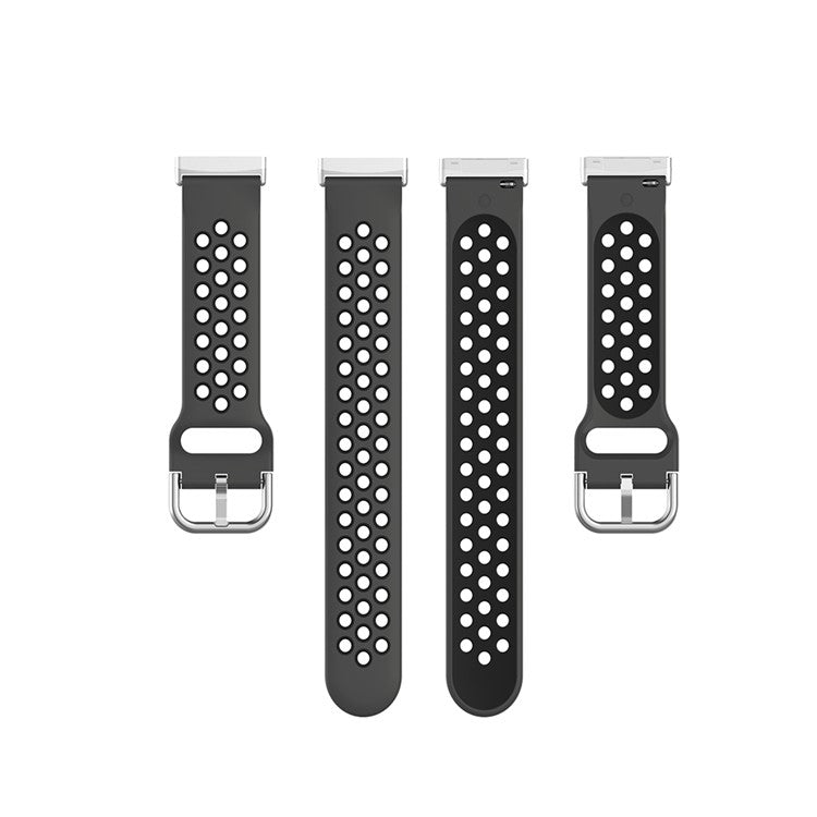 For Fitbit Versa 3/Sense Bi-color Silicone Smart Watch Strap - Coal-black