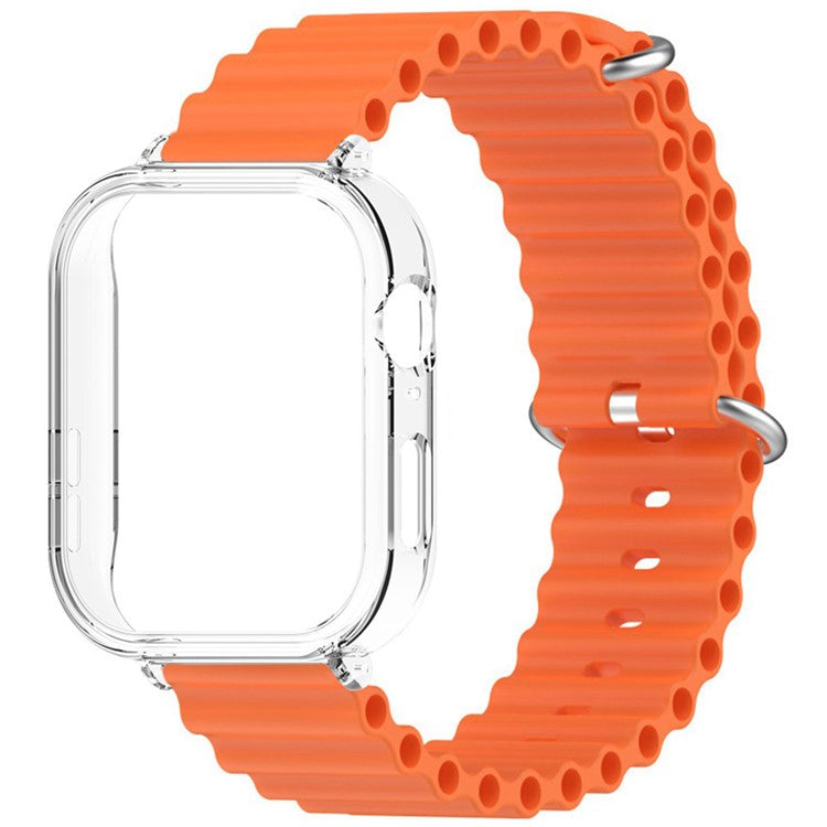 For Huawei Watch Fit 3 Silicone Strap Sports Watch Band with Transparent PC Case - Orange
