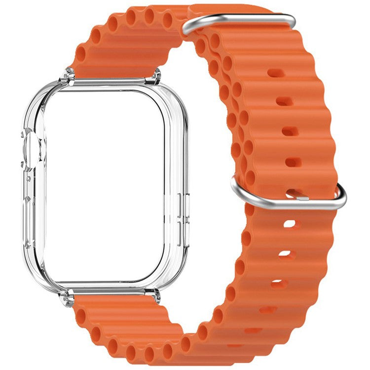 For Huawei Watch Fit 3 Silicone Strap Sports Watch Band with Transparent PC Case - Orange