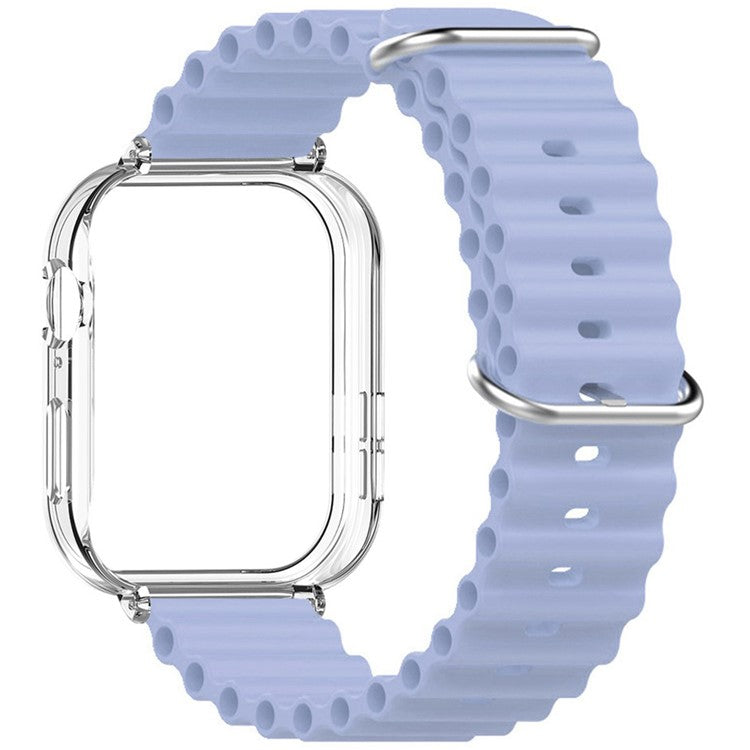 For Huawei Watch Fit 3 Silicone Strap Sports Watch Band with Transparent PC Case - Purple