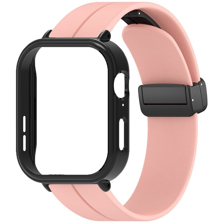 For Huawei Watch Fit 3 Magnetic Buckle Watchband Soft Silicone Watch Strap with Black
PC Watch Case - Pink