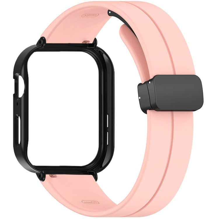 For Huawei Watch Fit 3 Magnetic Buckle Watchband Soft Silicone Watch Strap with Black
PC Watch Case - Pink