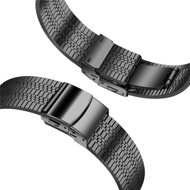 For Fossil Gen 5 Julianna Watch Band Five-Bead Folding Clasp Buckle Strap - Black